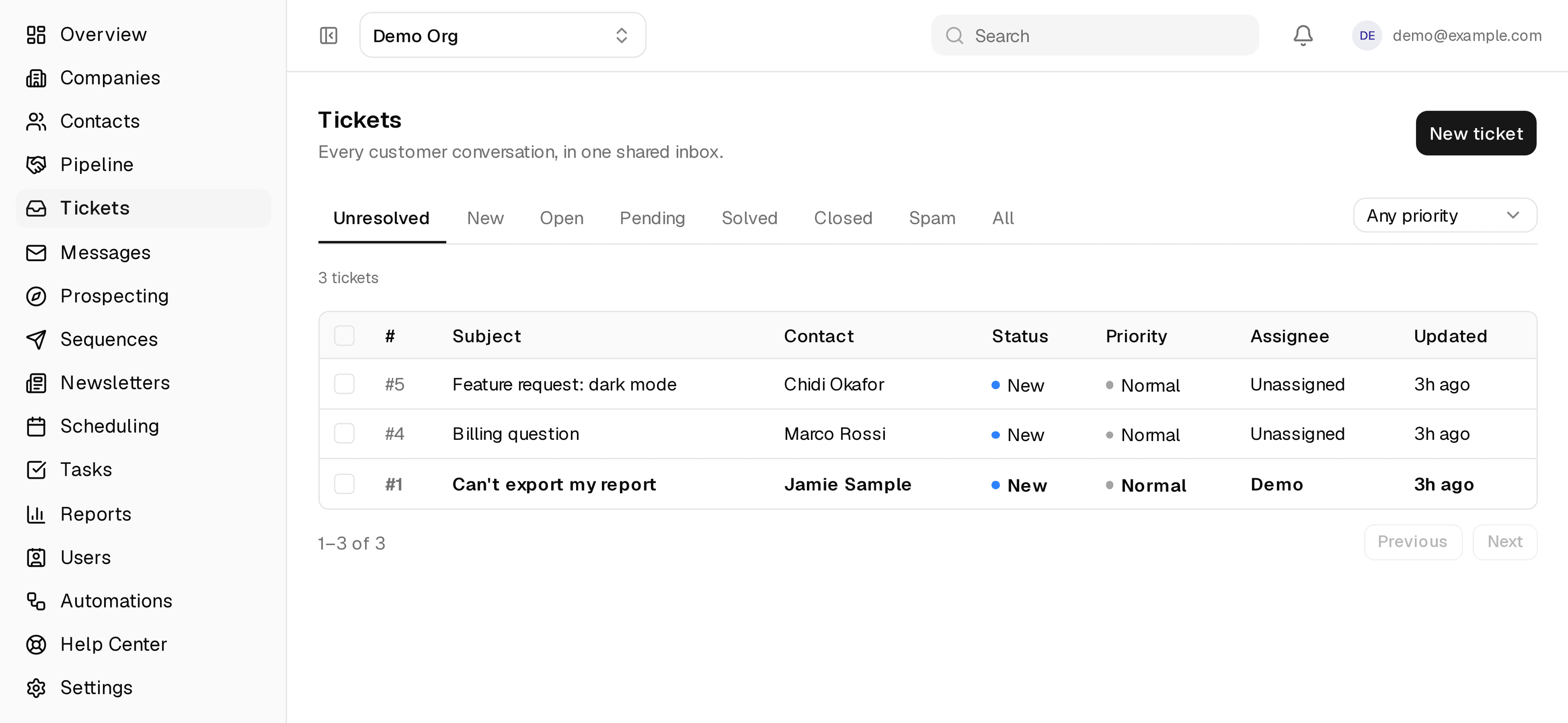 ClientPad — Shared inbox